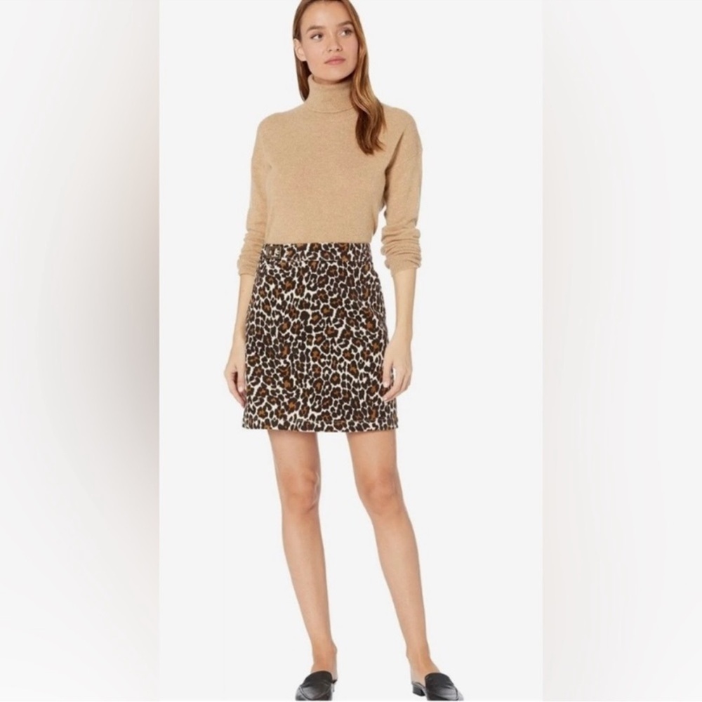 NWT J. Crew Corduroy Animal Print Mini Skirt w/Buckle Size 0 Black/Brown - Picture 1 of 15